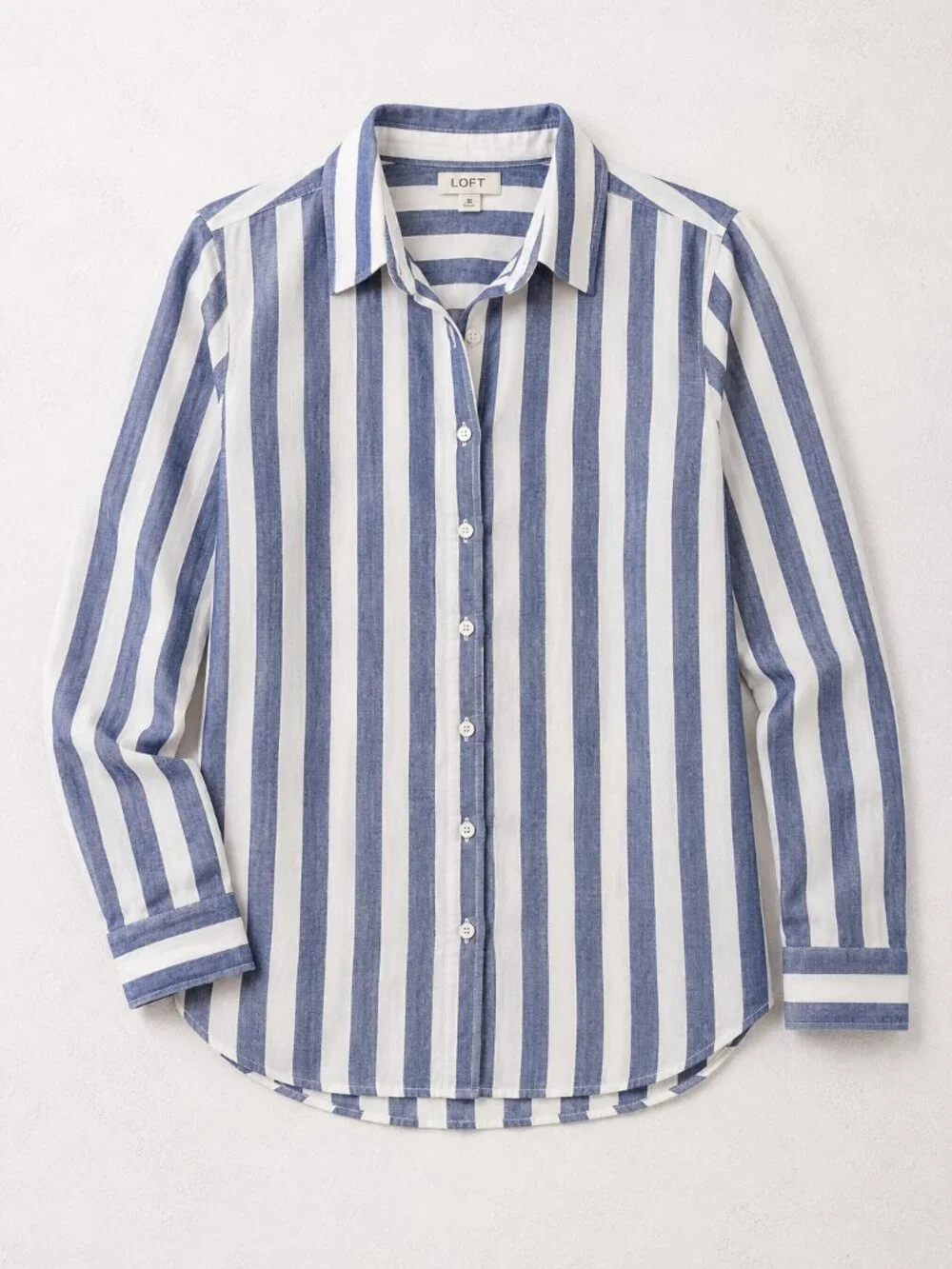 J.Crew Blue & White Striped Linen Blend Button-Up Shirt Size Medium